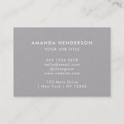 クリーングレーQRコードlソーシャルメディアのミニマリスト 名刺 (裏面)