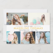 クリーンコラージュ編集可能カラー卒業招待状 招待状 (正面)