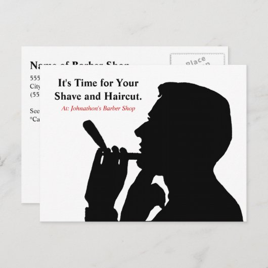 クリーンシェーブ理容師ショップヘアアポイントメント ポストカード (正面/裏面)