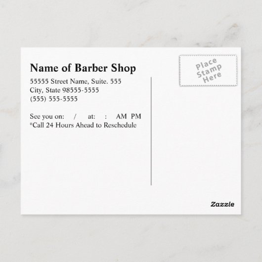 クリーンシェーブ理容師ショップヘアアポイントメント ポストカード (裏面)