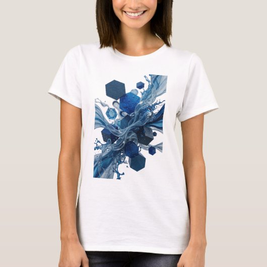 クリーンシルバー抽象アートデザイン Tシャツ (正面)
