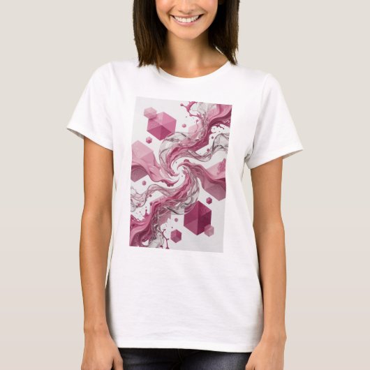 クリーンシルバー抽象アート オーダーメイドTシャツ Tシャツ (正面)