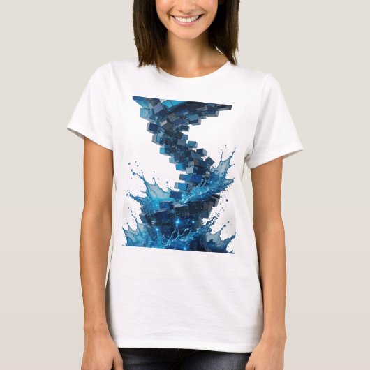 クリーンシルバー抽象アート オーダーメイドTシャツ Tシャツ (正面)
