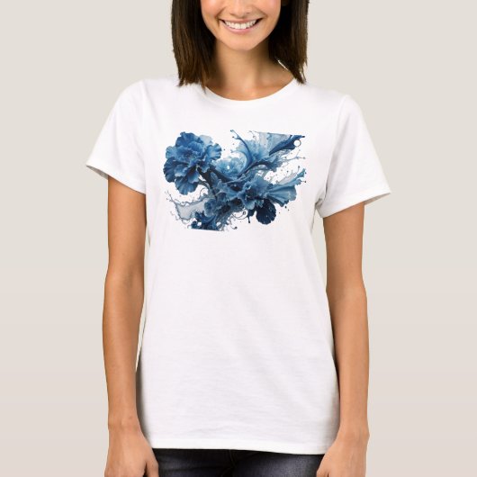 クリーンシルバー抽象芸術ファッションプリント Tシャツ (正面)