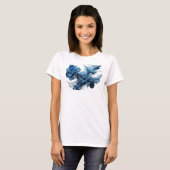 クリーンシルバー抽象芸術ファッションプリント Tシャツ (正面フル)