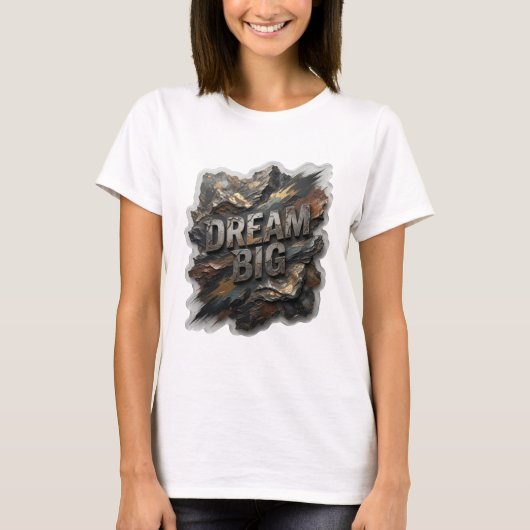 クリーンシルバーDREAM BIG 引用Tシャツ Tシャツ (正面)