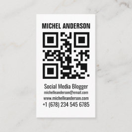 クリーンシンプルな白の縦型qrコード 名刺
