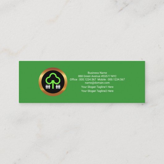 クリーンシンプルの木の線庭師 スキニー名刺 (裏面)