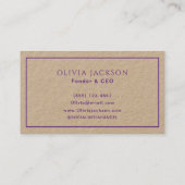 クリーンシンプルタイポグラフィパープル素朴クラフト 名刺 (裏面)