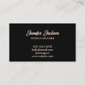 クリーンシンプルタイポグラフィピンク&ブラックシエレガントック 名刺 (裏面)