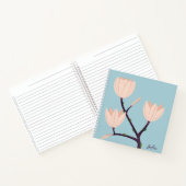 クリーンシンプルパステルブルー&ピンクフローラモノグラム ノートブック (内部)