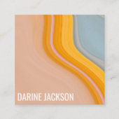 クリーンシンプルミニマリスト流体パステルカラー スクエア名刺 (正面)