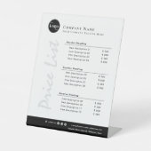 クリーンシンプルミニマリスト白黒の価格表 台座サイン (正面)