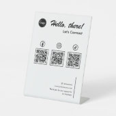 クリーンシンプルミニマルなソーシャルメディア3 QRコード 台座サイン (正面)