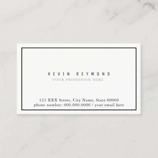 クリーンシンプル&ミニマリスト基本ホワイトプロフェッショナル 名刺 (正面)