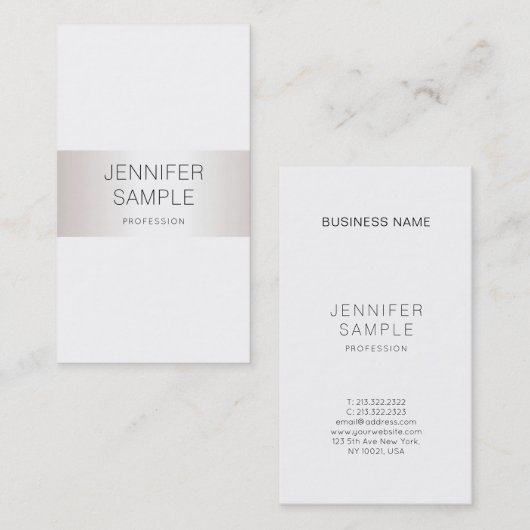 クリーンスタイリッシュシルバーデザインプロフェッショナルプレーン 名刺 (正面/裏面)