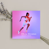 クリーンスタイリッシュフォトパーソナルトレーナーコーチスポーツ スクエア名刺