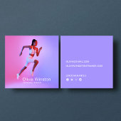 クリーンスタイリッシュフォトパーソナルトレーナーコーチスポーツ スクエア名刺