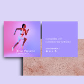 クリーンスタイリッシュフォトパーソナルトレーナーコーチスポーツ スクエア名刺