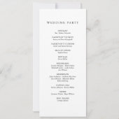 クリーンスタイリッシュブラック&ホワイト結婚式プログラムカード (裏面)