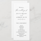 クリーンスタイリッシュブラック&ホワイト結婚式プログラムカード (正面/裏面)