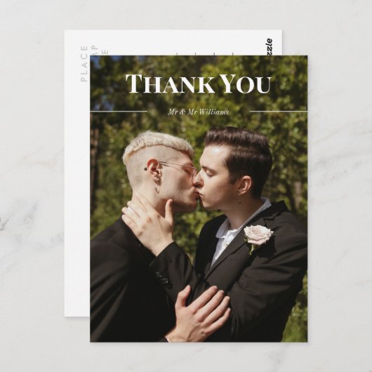 クリーンタイポグラフィありがとうございました。写真の名前 ポストカード (正面/裏面)