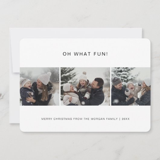 クリーンタイポグラフィオ何おもしろいファミリークリスマスベビー シーズンカード (正面)