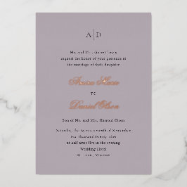 クリーンダスティクラシック薄紫結婚ズ 箔招待状