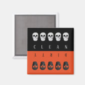 クリーンダーティスカルオレンジブラックシンプル食洗機 マグネット (正面/裏面)