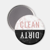 クリーンダーティ食洗機ピンク黒大理石丸 マグネット (正面/裏面)