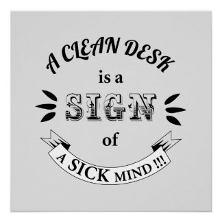 クリーンデスクおもしろい引用文はがき ポスター
