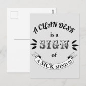 クリーンデスクおもしろい引用文はがき ポストカード (正面/裏面)