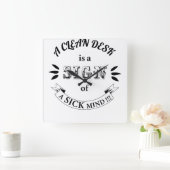 クリーンデスクおもしろい引用文時計 スクエア壁時計 (ホーム)