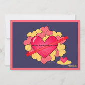 クリーントレンディーピンクハートバレンタインデーホリデーカード シーズンカード (正面)