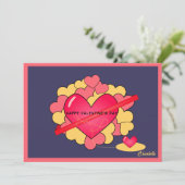 クリーントレンディーピンクハートバレンタインデーホリデーカード シーズンカード (スタンド正面)