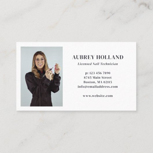 クリーンネイルアーティストフォトコラージュのプロファイルフォト 名刺 (裏面)