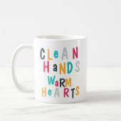 クリーンハンズウォームハートカラフルパーソナライズされた コーヒーマグカップ (左)