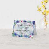 クリーンハートブルーとピンクのフローラ カード (黄色い花)