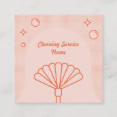 クリーンピンクとオレンジの清掃サービス会社 スクエア名刺 (正面)