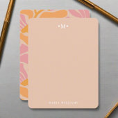 クリーンフェミニンパターン抽象芸術花モノグラム ノートカード