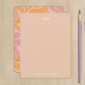 クリーンフェミニンパターン抽象芸術花モノグラム ノートカード