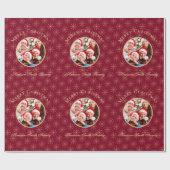 クリーンフォレストバーガンディ金ゴールド雪片クリスマス ラッピングペーパー (フラット)