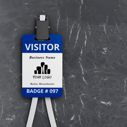 クリーンブルーホワイトビジターロゴテンプレートバッジ バッジ