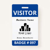 クリーンブルーホワイトビジターロゴテンプレートバッジ バッジ (正面)