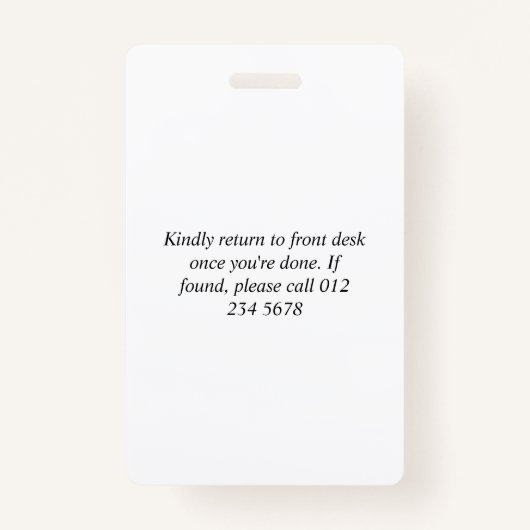 クリーンブルーホワイトビジターロゴテンプレートバッジ バッジ (裏面)