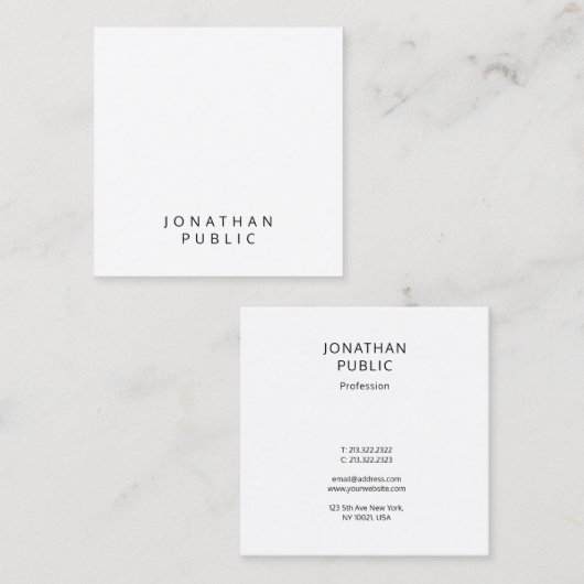クリーンプロフェッショナルデザイン流行テンプレート スクエア名刺 (正面/裏面)