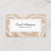 クリーンベージュアゲートマーブル&金ゴールド美容師 名刺 (裏面)