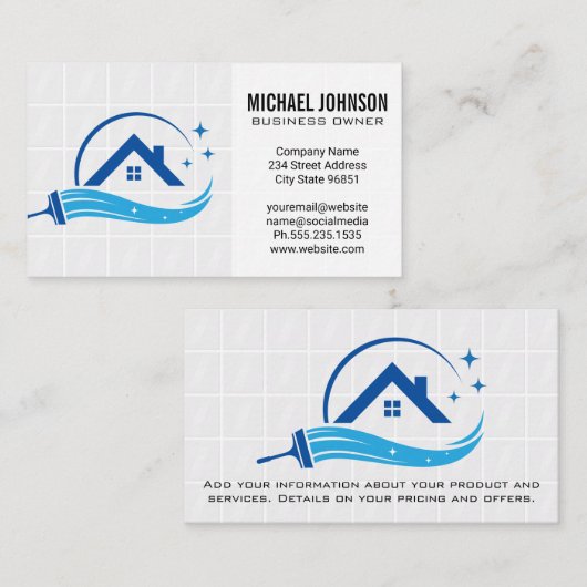 クリーンホームスイープ | 浴室タイル 名刺 (正面/裏面)