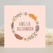 クリーンボホ抽象芸術フェミニン赤面ピンク&グリーン スクエア名刺