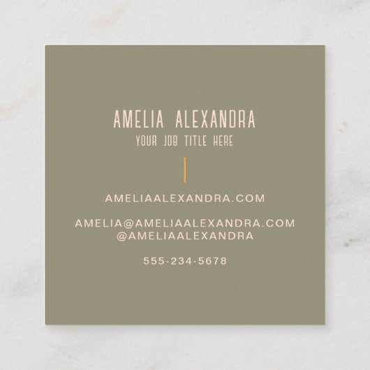 クリーンボホ抽象芸術フェミニン赤面ピンク&グリーン スクエア名刺 (裏面)